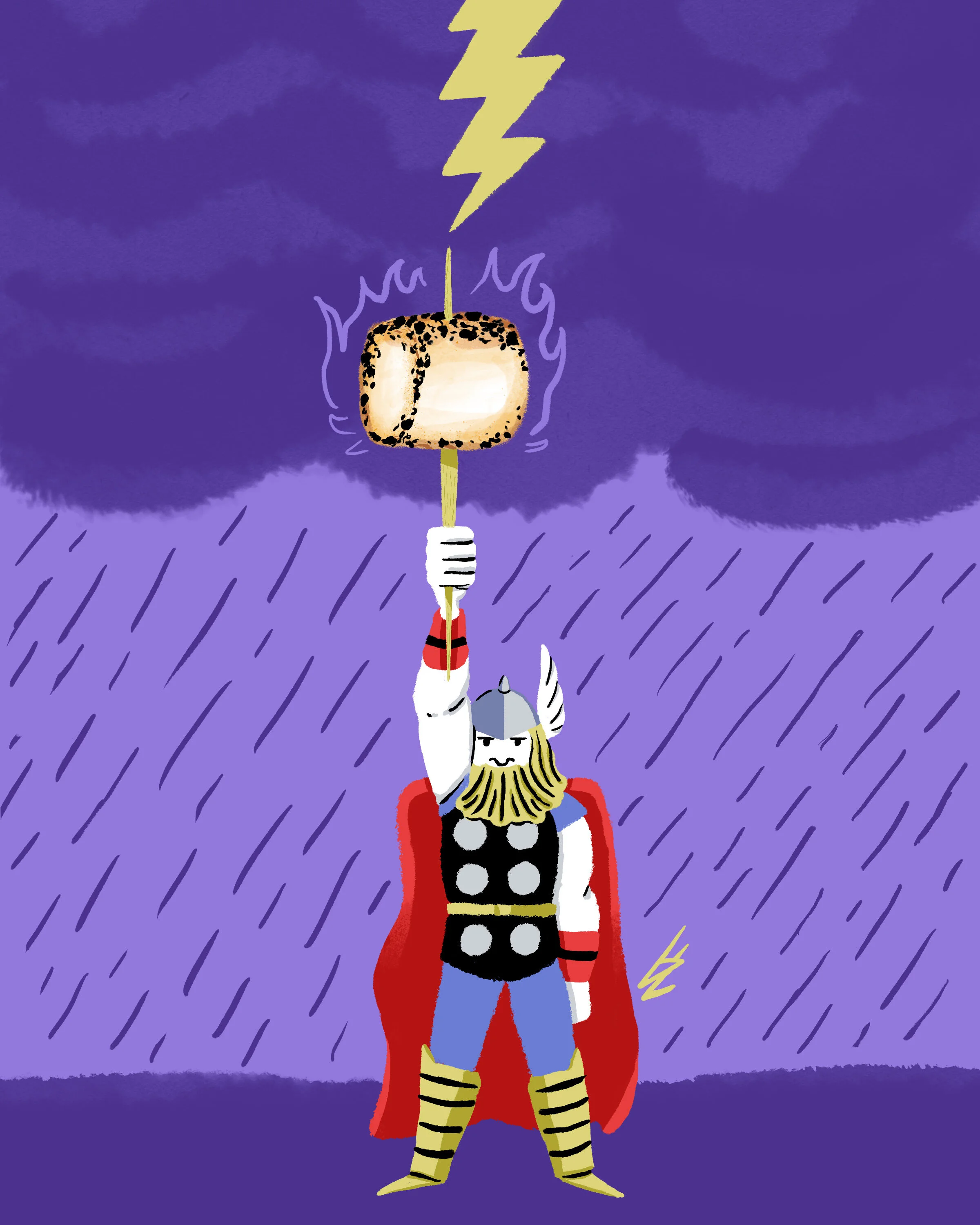 Thor yielding Marshmjolnir