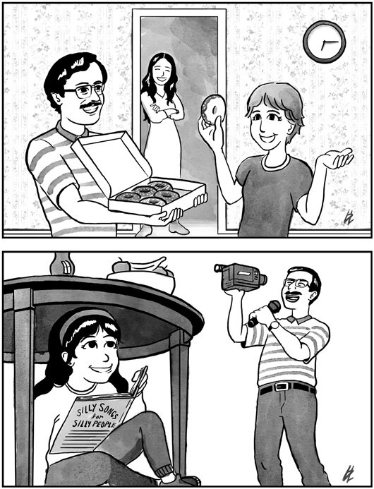 Commissioned family illustration in digital ink