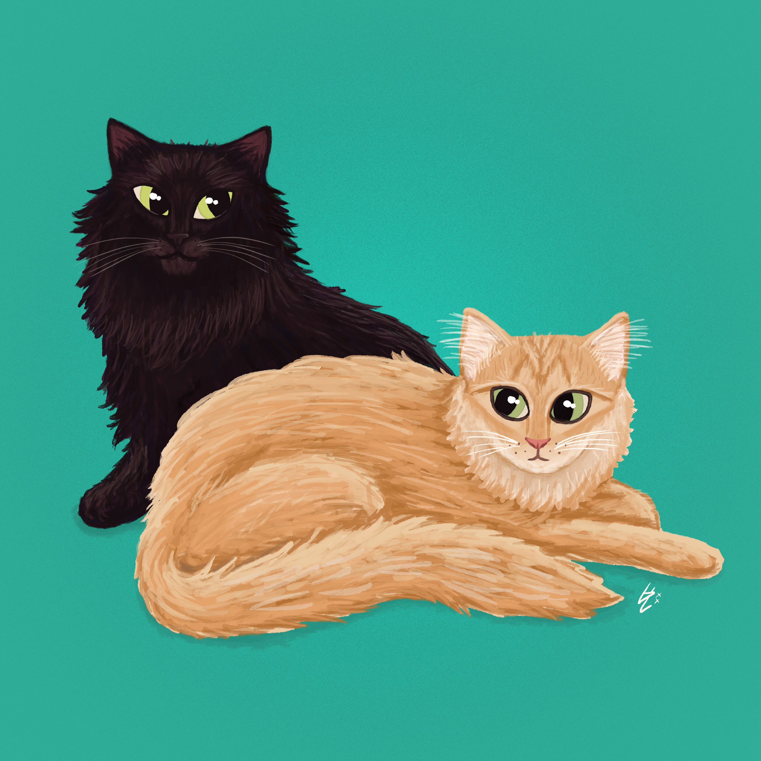 Spooky and Giraffe, two cool cats