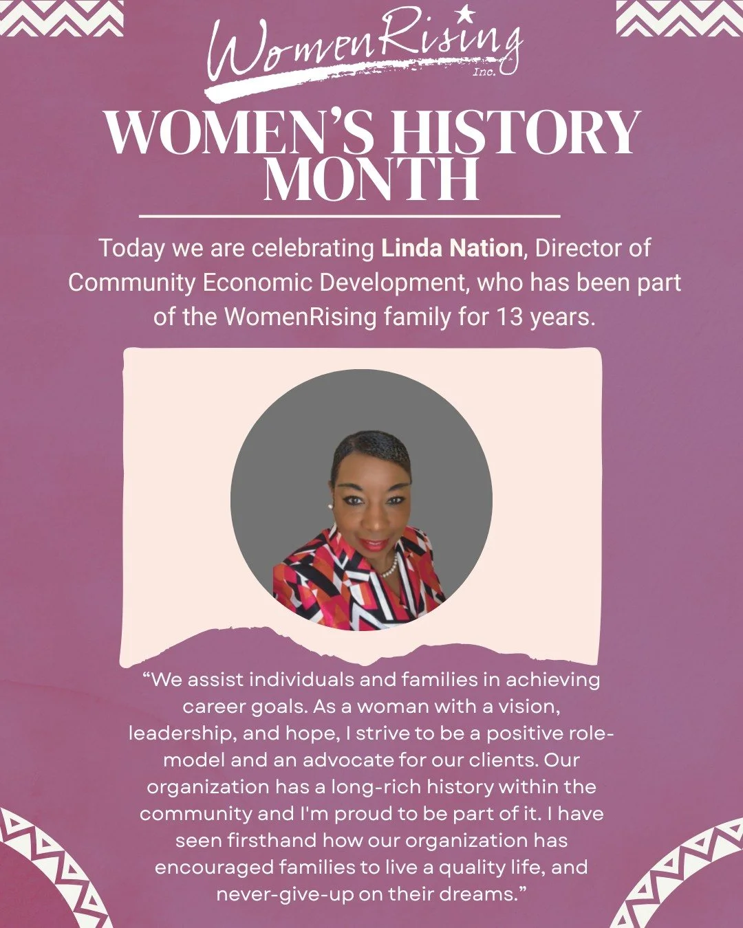 Women&rsquo;s History Month is the perfect time to celebrate our WomenRising stars ✨

We are proud of the passion and commitment our staff bring every day as they support people across Hudson County.  Today we&rsquo;re celebrating Linda Nation, Direc