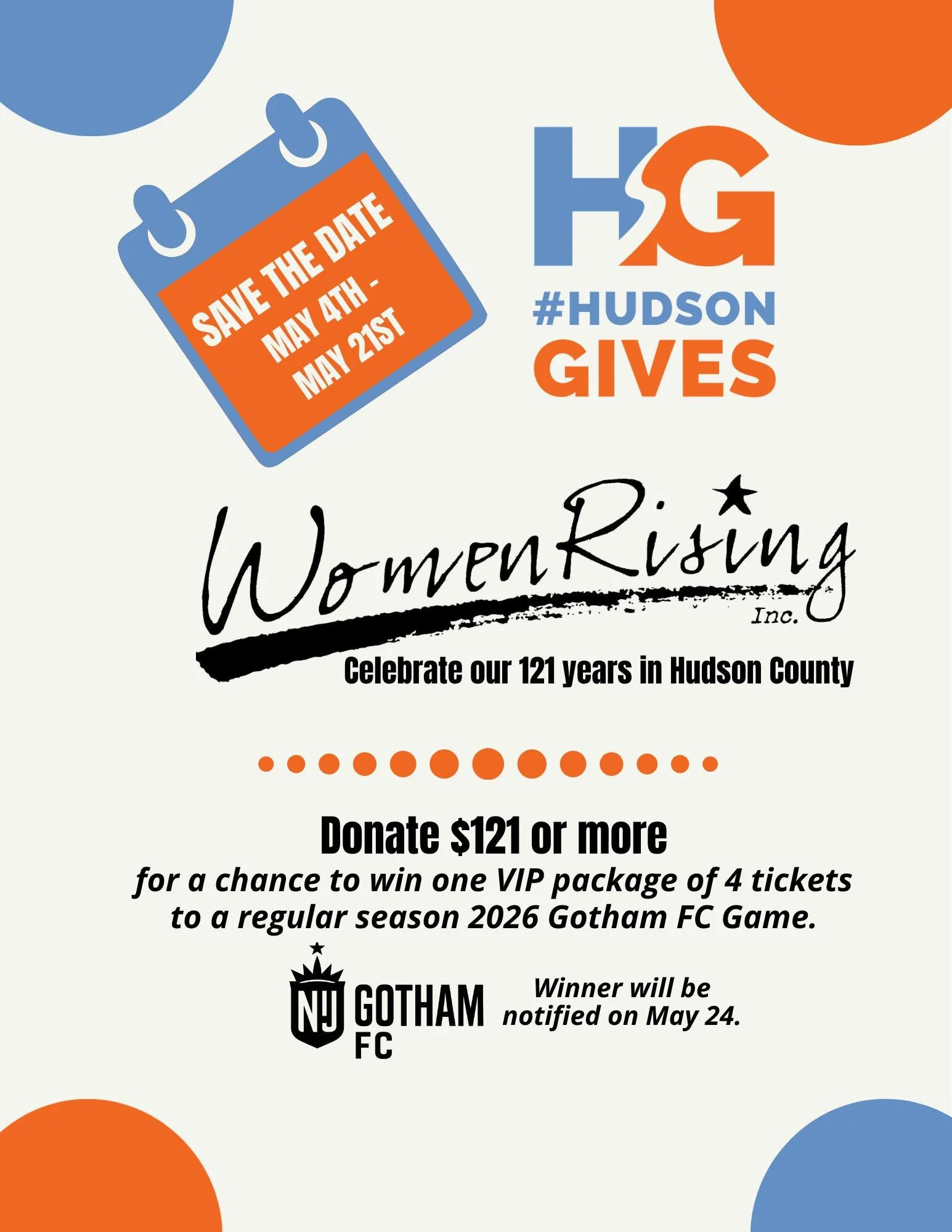 WomenRising is thrilled to take part in Hudson Gives! 💜 With your support, we can rise together to strengthen Hudson County&mdash;ensuring every member of our community has the opportunity to build a life towards a brighter future.

Hudson Gives, le