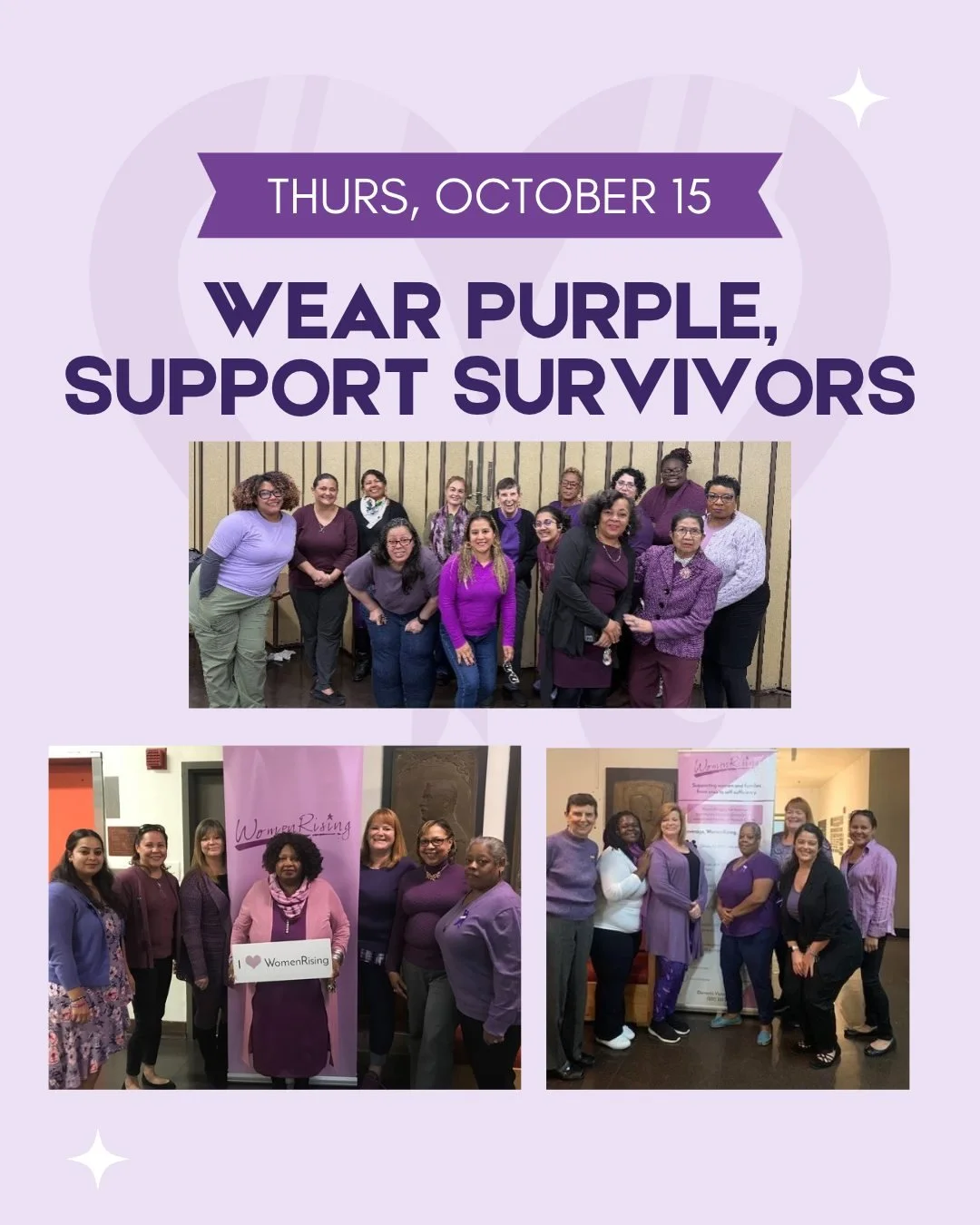 💜 Wear Purple on Thursday, October 15! 💜

This #PurpleThursday, stand in solidarity with survivors of domestic violence. Wear purple and share this post to show your support and remind survivors they are not alone.

💜 #Every1KnowsSome1 impacted by