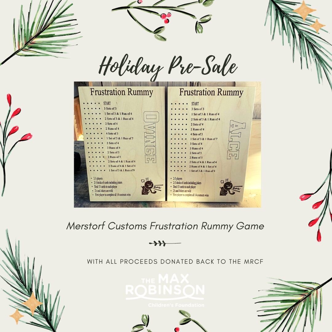 Doing some holiday shopping this weekend? Check this out! 

Max loved playing a board game with the family around the tree- to honour that, we have partnered with @merstorfcustoms to offer handmade Frustration Rummy boards! This game is great for the