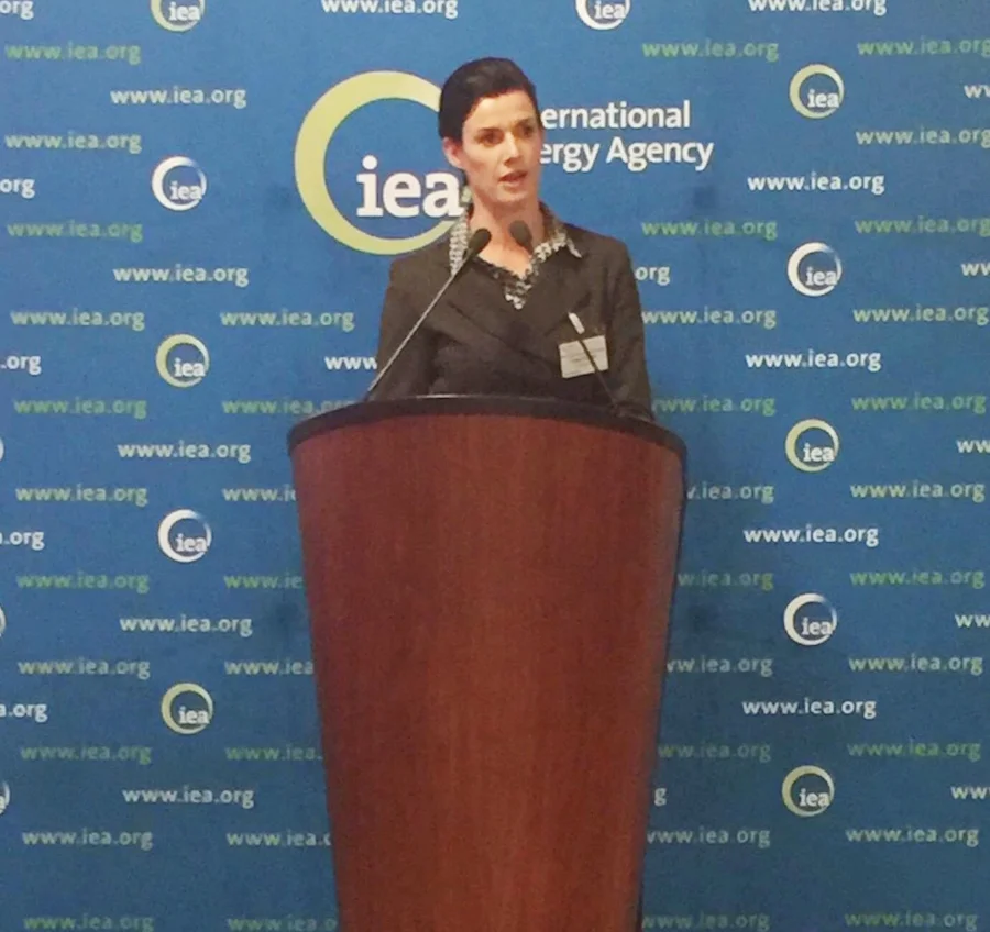 Faraday Grid CMO Jacqui Porch pitches Faraday Grid technology at the IEA pre-conference reception in Paris, October 13.