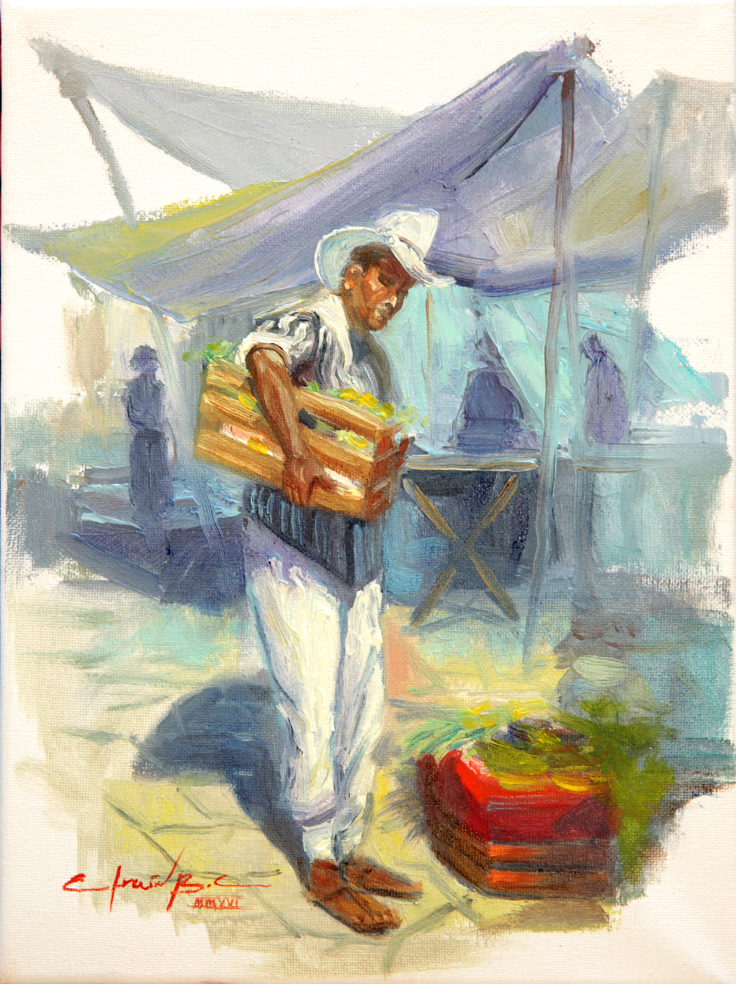 LLEGANDO AL MERCADO Oil / canvas 9 X 12 inches 2016