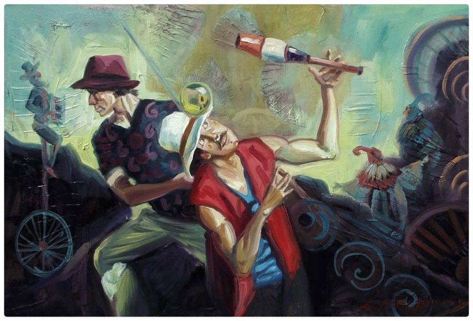 SALTIMBANQUIS Mixed media / canvas 16 X 24 inches 2013