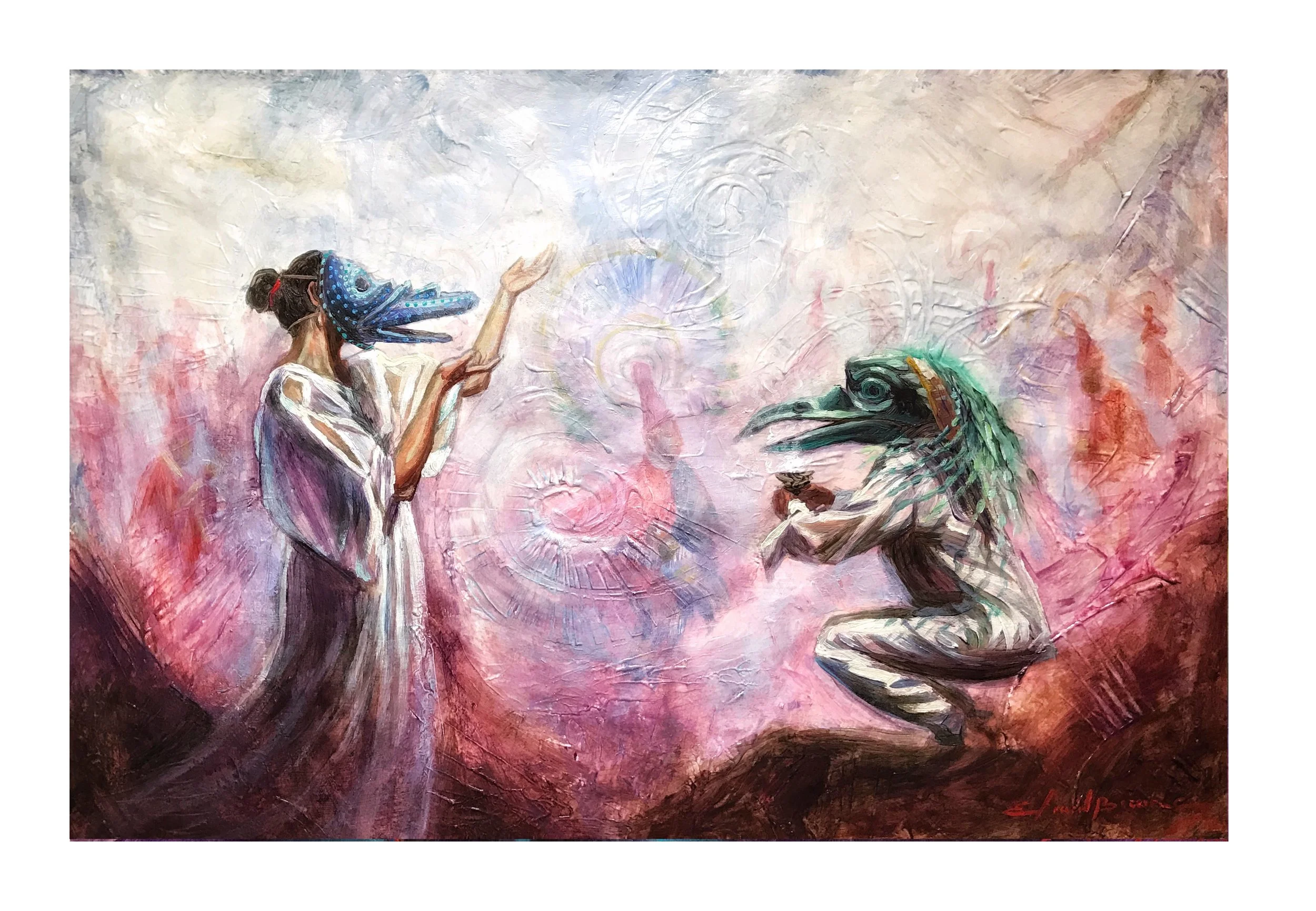 ODA AL VIENTO / ODE TO THE WIND. Mixed media / amate paper 15x23 in. (40x60cm) 2016