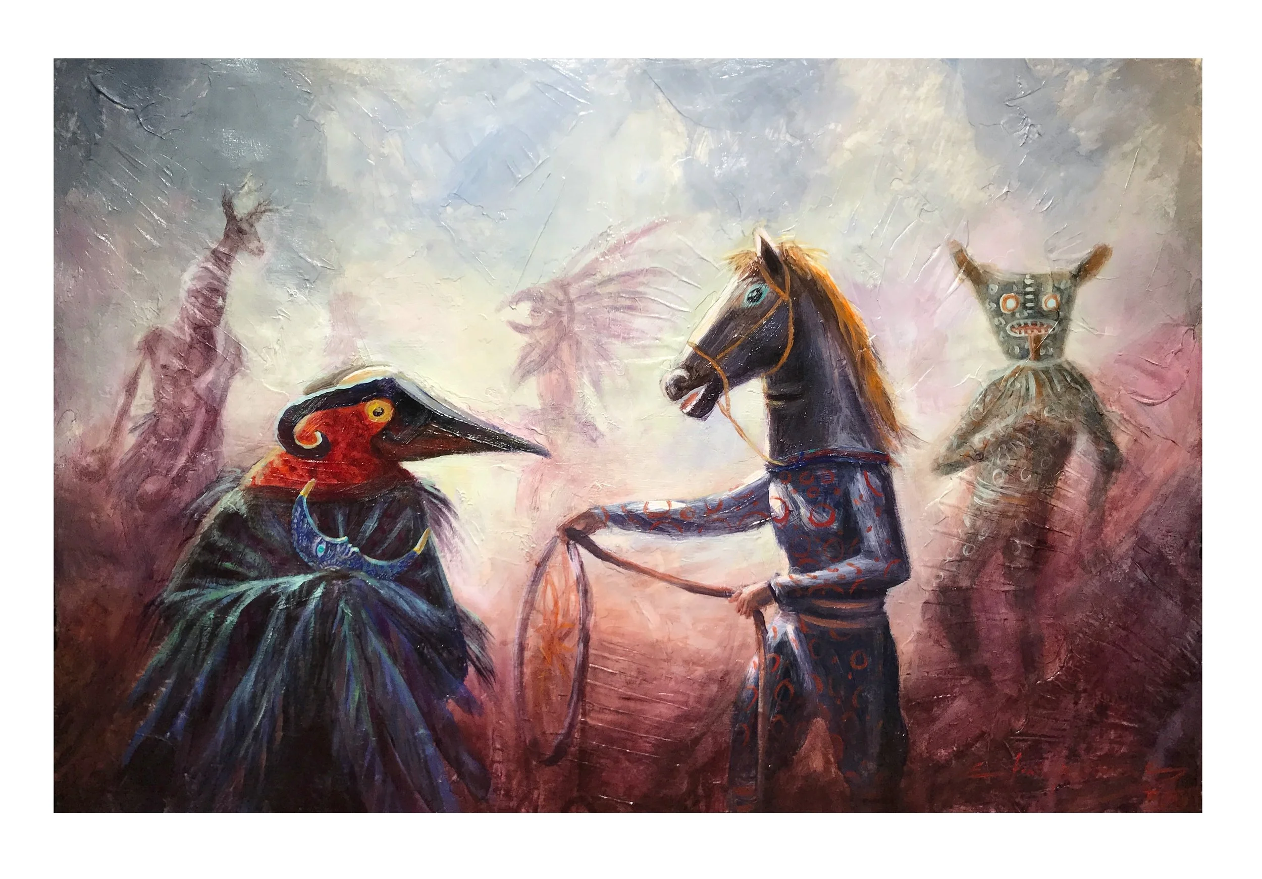 CARNAVAL ONÍRICO/ ONIRIC CARNIVAL. Mixed media / amate paper 15x23 in. (40x60cm) 2017
