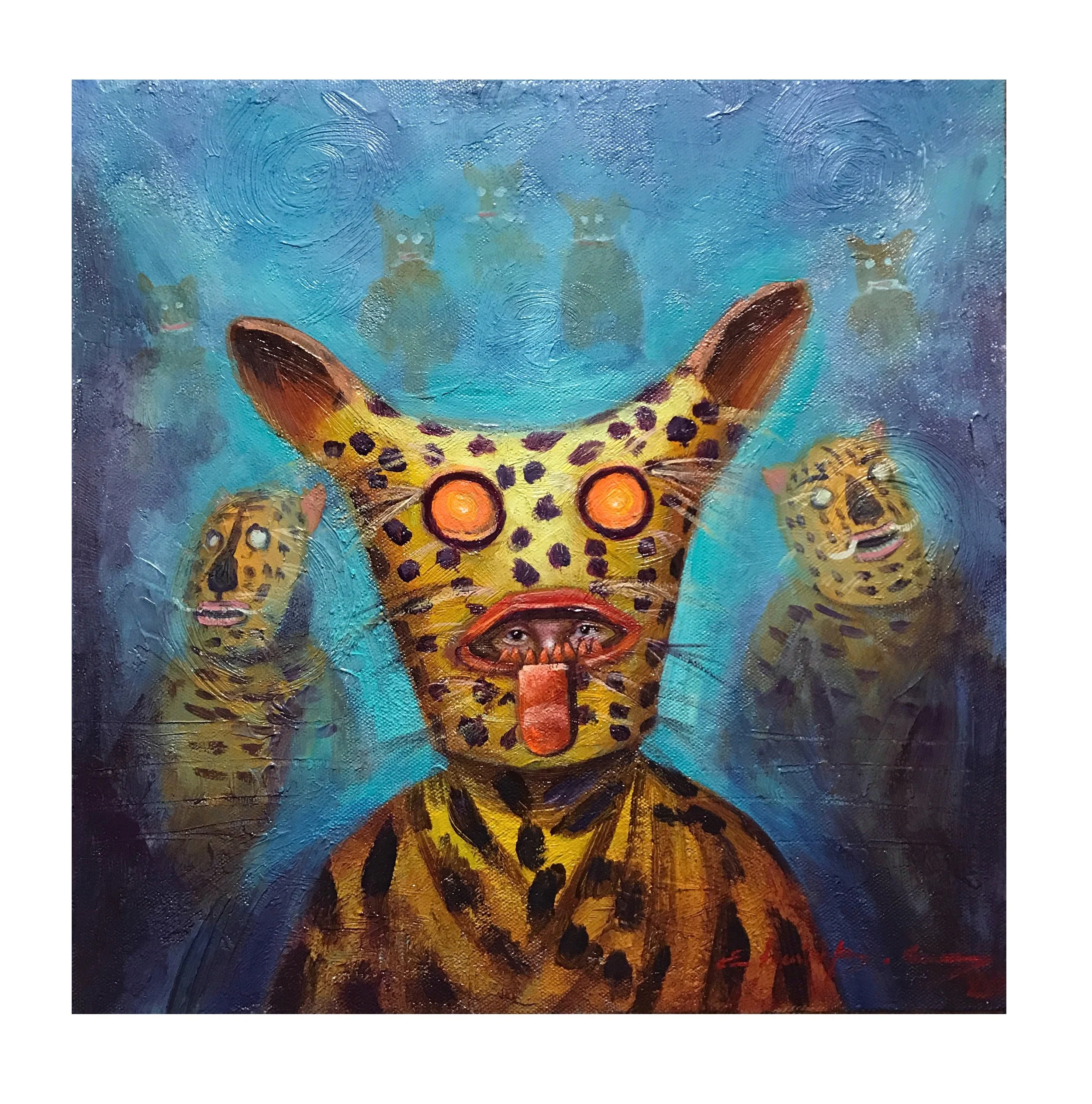 ELSENDERO DE LOS JAGUARES/ THE WAY OF THE JAGUARS Mixed media 12x12 in. (30x30cm) 2017