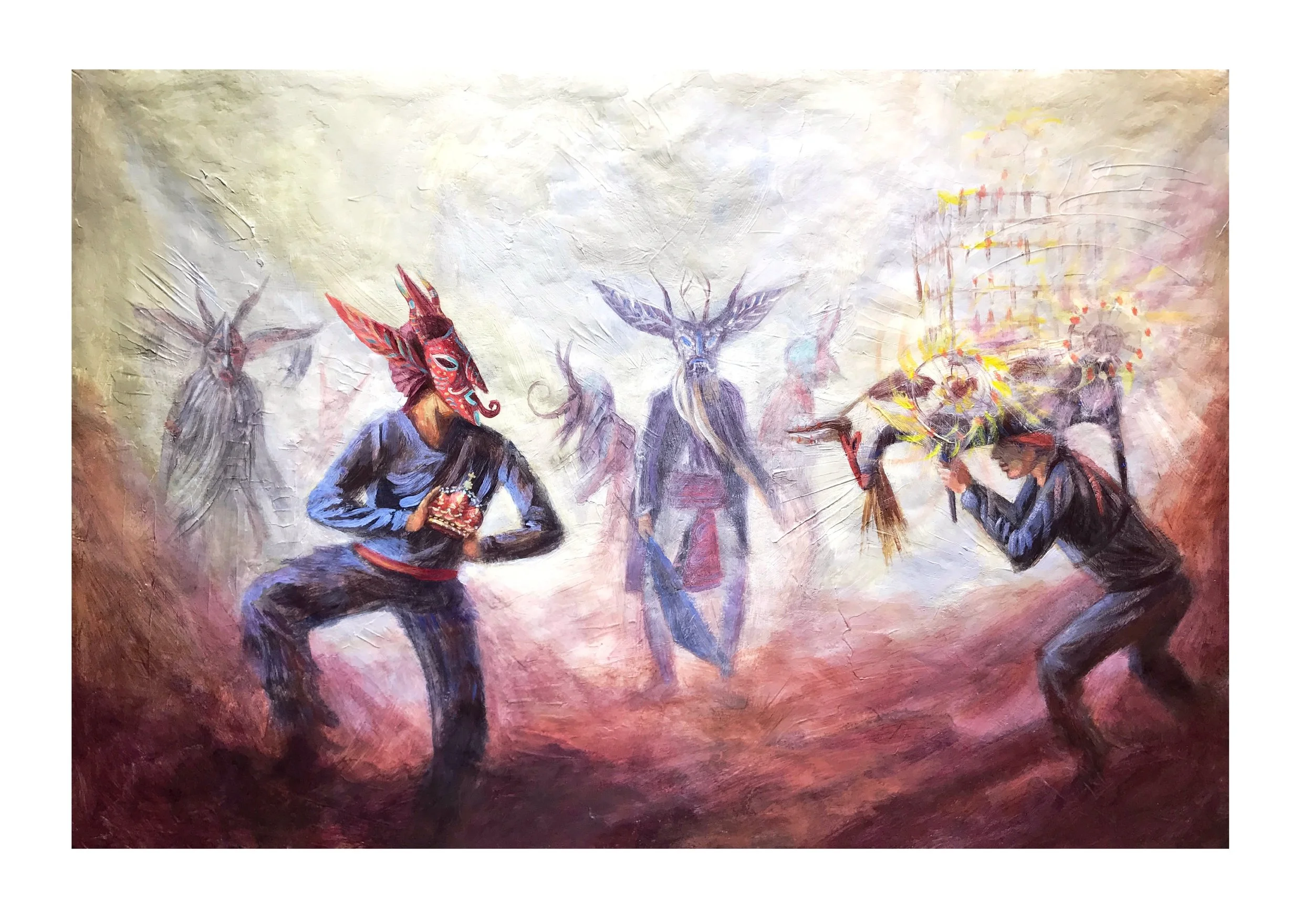 LA FIESTA DE LOS DIABLITOS/ THE DEVILS'PARTY Mixed media / amate paper 15x23 in. (40x60cm) 2017