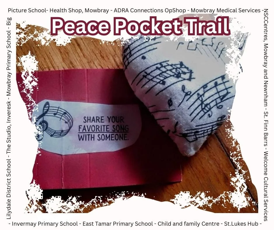 PICK A POCKET: POCKETS OF KINDNESS

Imagine a world where you can succeed by being nice.
Where we all pay it forward.
Where people look out for each other.
It all starts with an act.
(The Random Acts of Kindness Foundation)

During the Tamar Valley P
