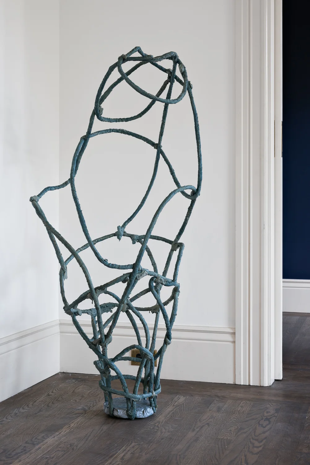  Title: Stand Alone (Figure)  Date: 2018  Medium: Drystone, powder pigments, felted rope  Dimensions: 24" x 19" x 51"  Location: Valencia Studio  Price History: $350  Show History: Without Within- Growlery Show  Notes: 