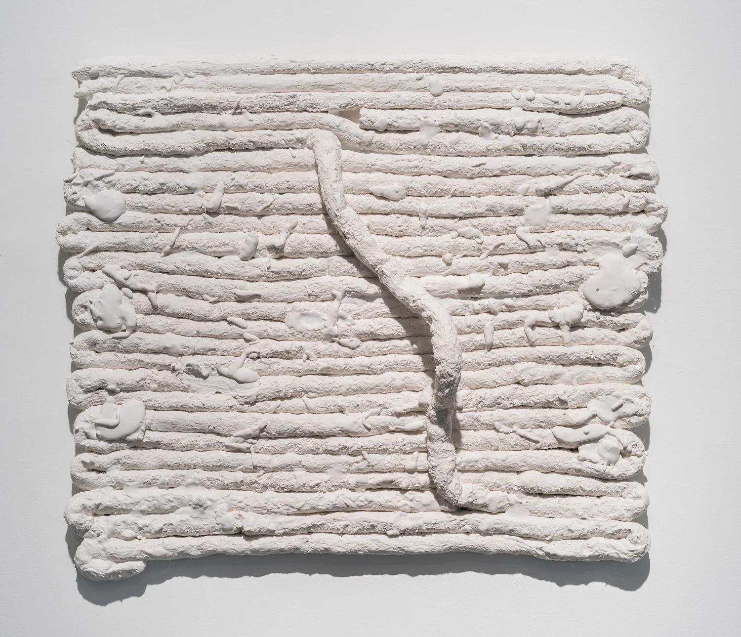  Title: Ambit (1 Solution)  Date: 2018  Medium: Drystone, felted rope  Dimensions: 15"W x 13"H  Location: Art tade with Kija Lucas  Price History: $350  Show History: Without Within- Growlery Show  Notes: 