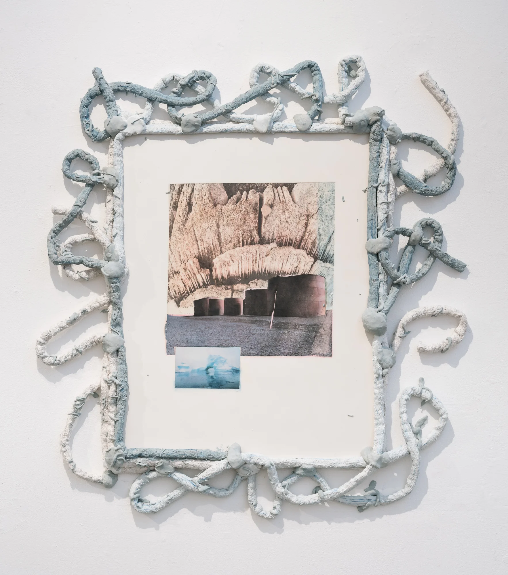  Title: Time Warp (Slow Fade)  Date: 2018  Medium: Hydrocal, inkjet transfer, drystone, felted wool  Dimensions: 28”H x 30”W  Location: Gallery Route One  Price History: $225  Show History: Melting Point-Gallery Route One  Notes: 