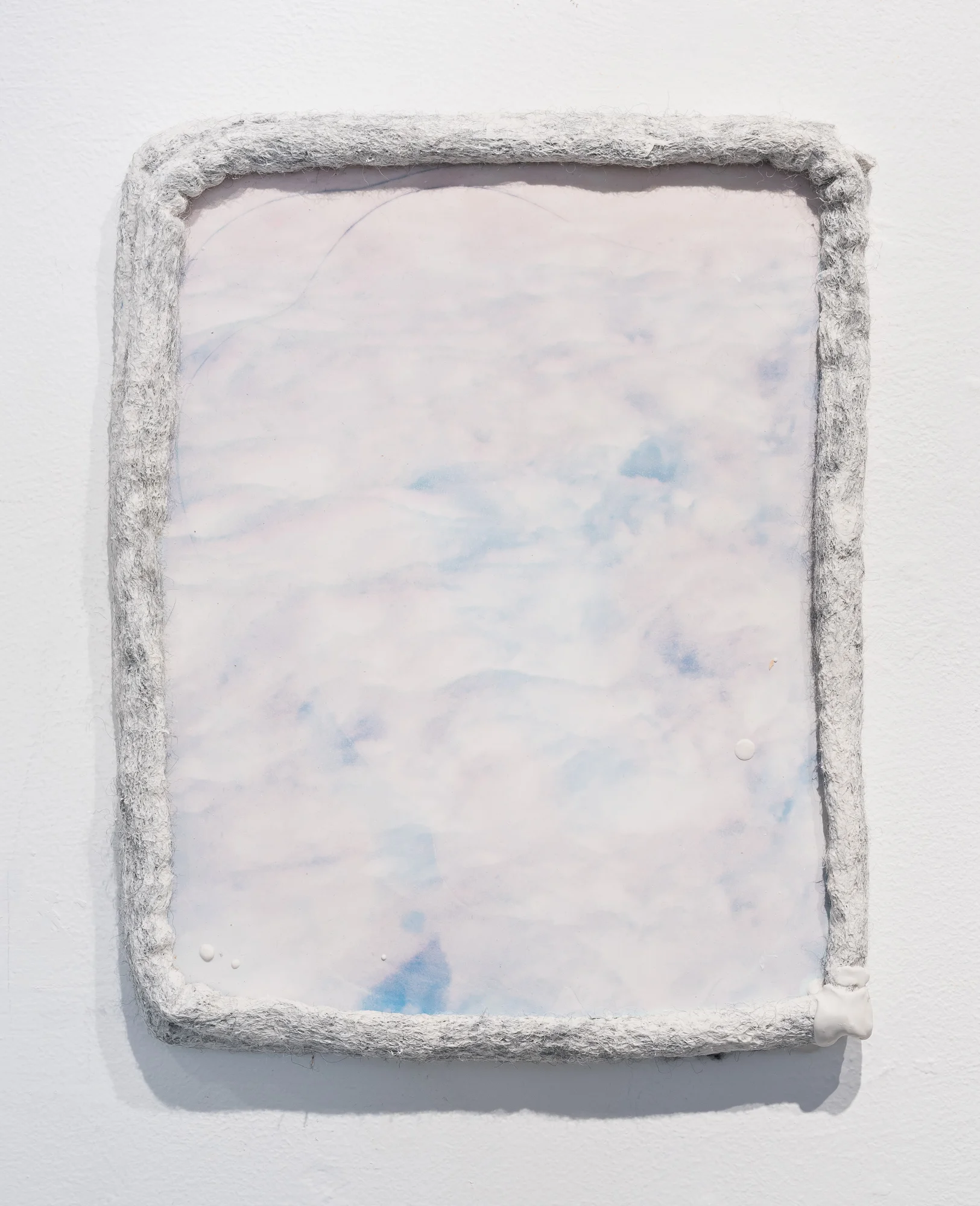  Title: Froth 1  Date: 2018  Medium: Hydrocal, inkjet transfer, drystone, felted wool  Dimensions: 11.5”H x 9”W  Location: Gallery Route One  Price History: $75  Show History: Melting Point-Gallery Route One  Notes: 