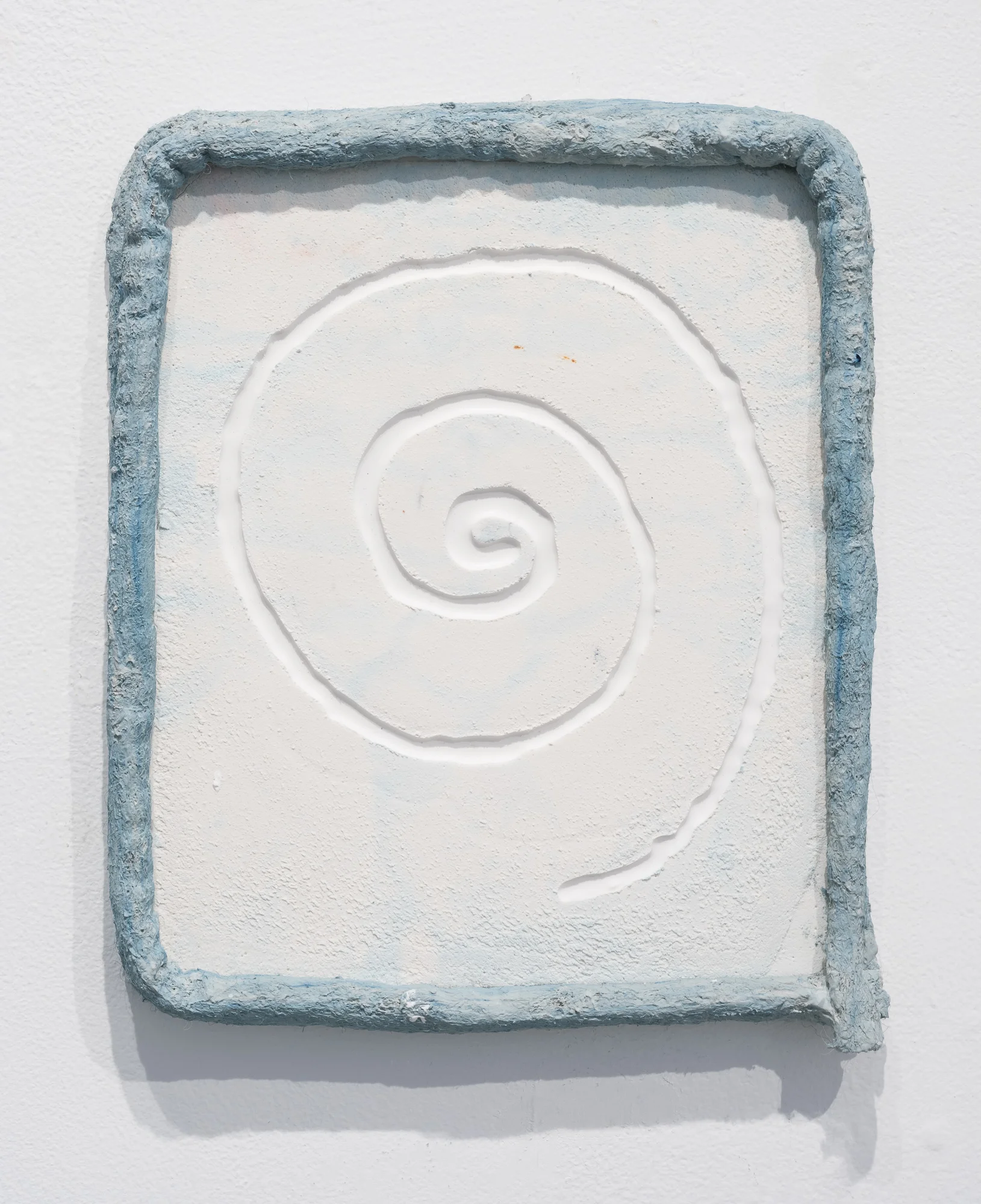  Title: Long Time (Spiral)  Date: 2018  Medium: Hydrocal, inkjet transfer, drystone, felted rope  Dimensions: 11”H x 9.25”W  Location: Gallery Route One  Price History: $85  Show History: Melting Point-Gallery Route One  Notes: 