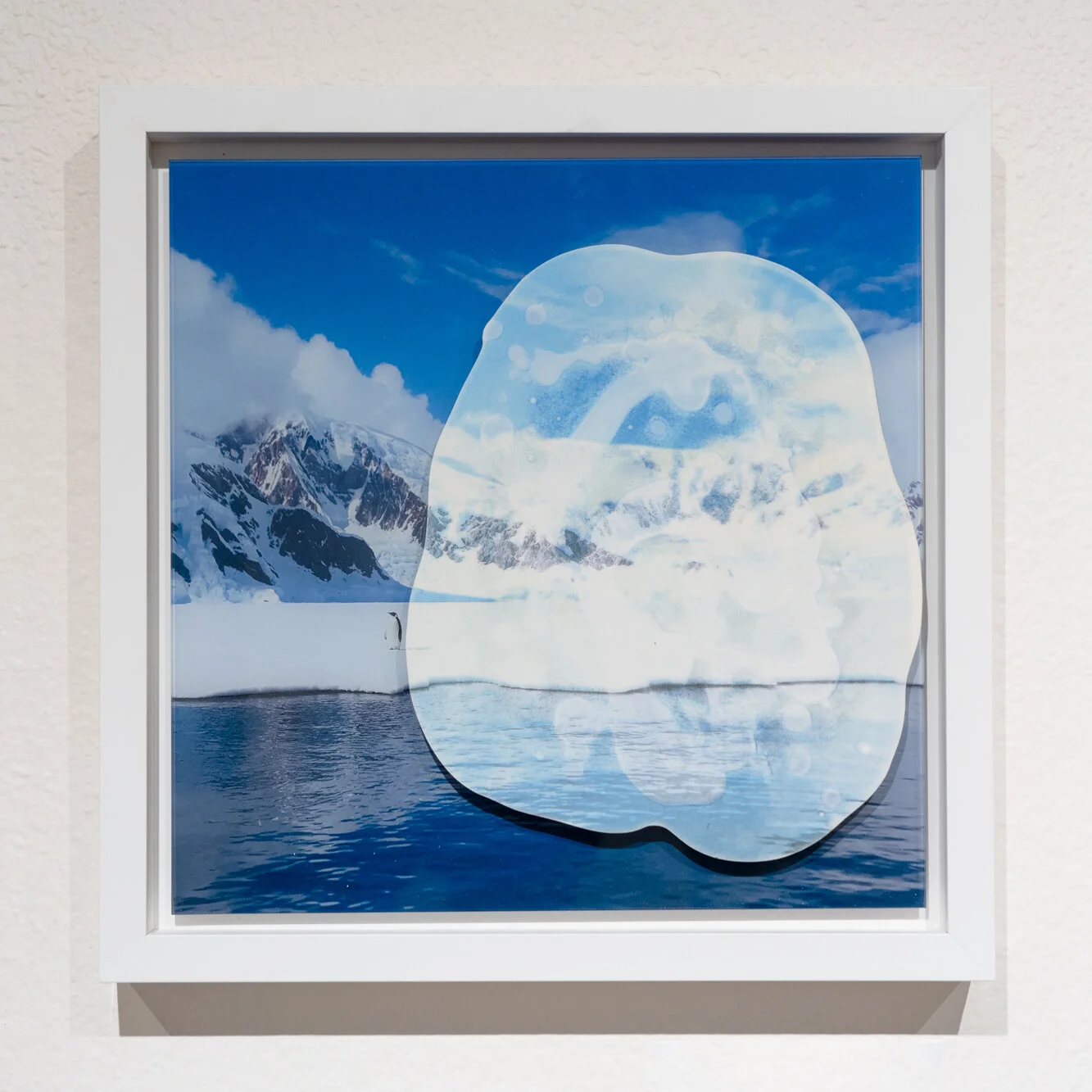  Memory Drop, Last Man Standing #2  2019  Plaster, inkjet print transfer, digital print on glass  13” x 13”  $400   