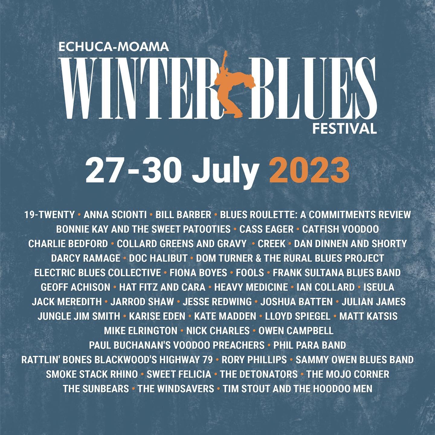 Well I know where I&rsquo;ll be the last weekend in July 🪵🪕 &mdash; @winterbluesfestival full line-up just announced! venues &amp; playing times to come #winterbluesfestival #WBF23