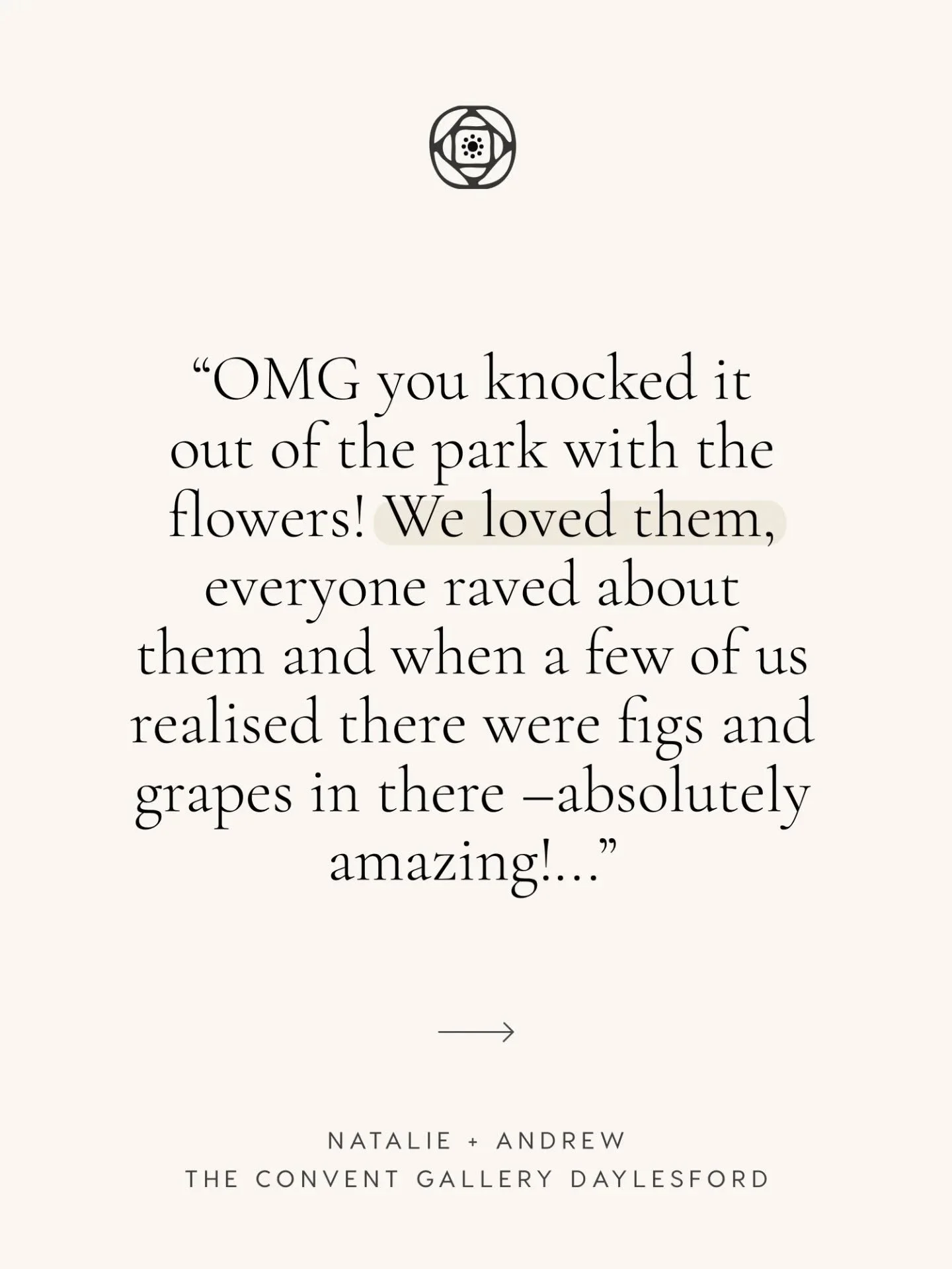 L O V E  W H A T  W E  D O
There are moments in business that truly stay with you&hellip; and this was one of them 🤍

We recently received the most beautiful, heartfelt testimonial from Natalie &amp; Andrew, and it genuinely meant the world to us. K