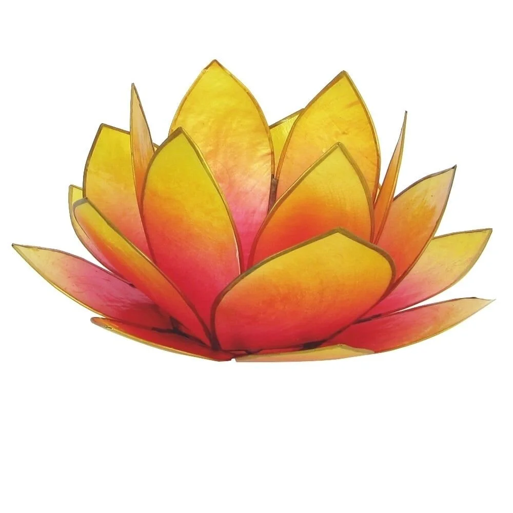 Lotuslicht Teelichthalter gelb-pink