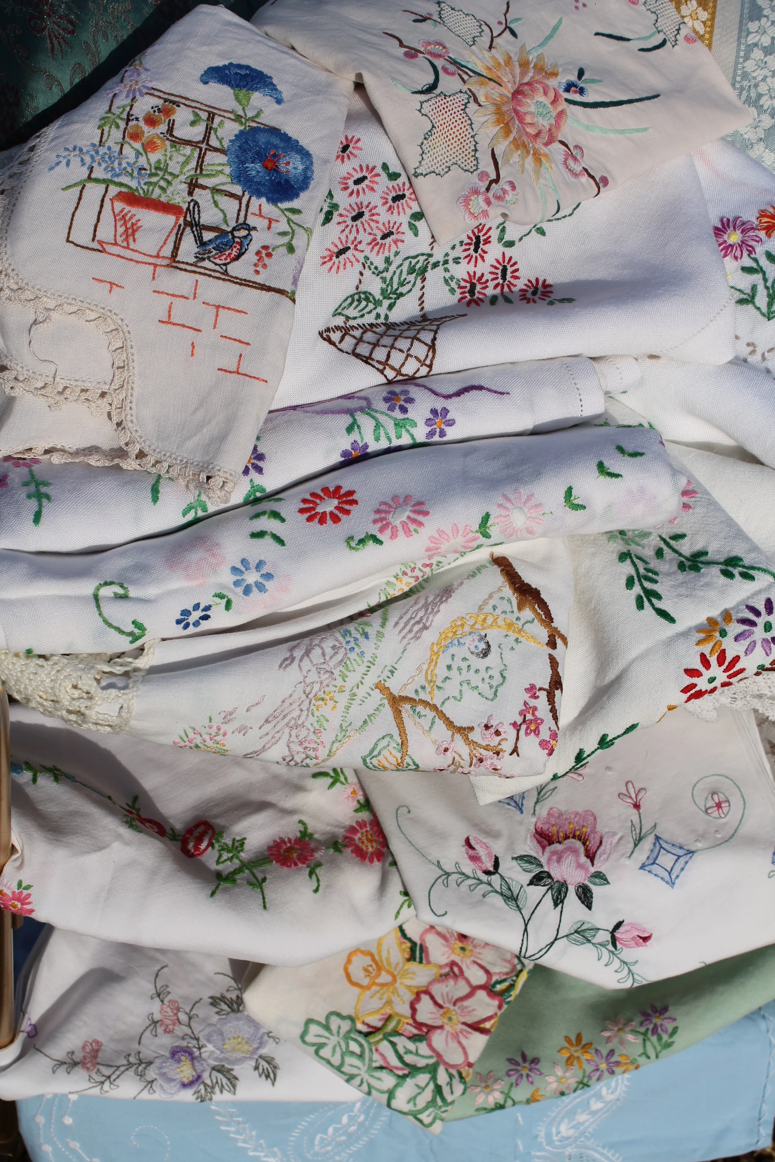 Emboidered table cloths.JPG