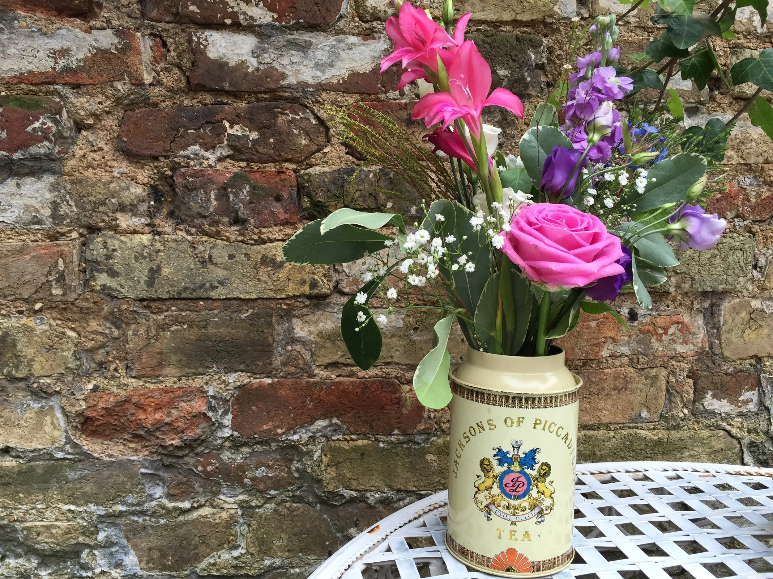 Vintage tins for flowers - tea caddies 