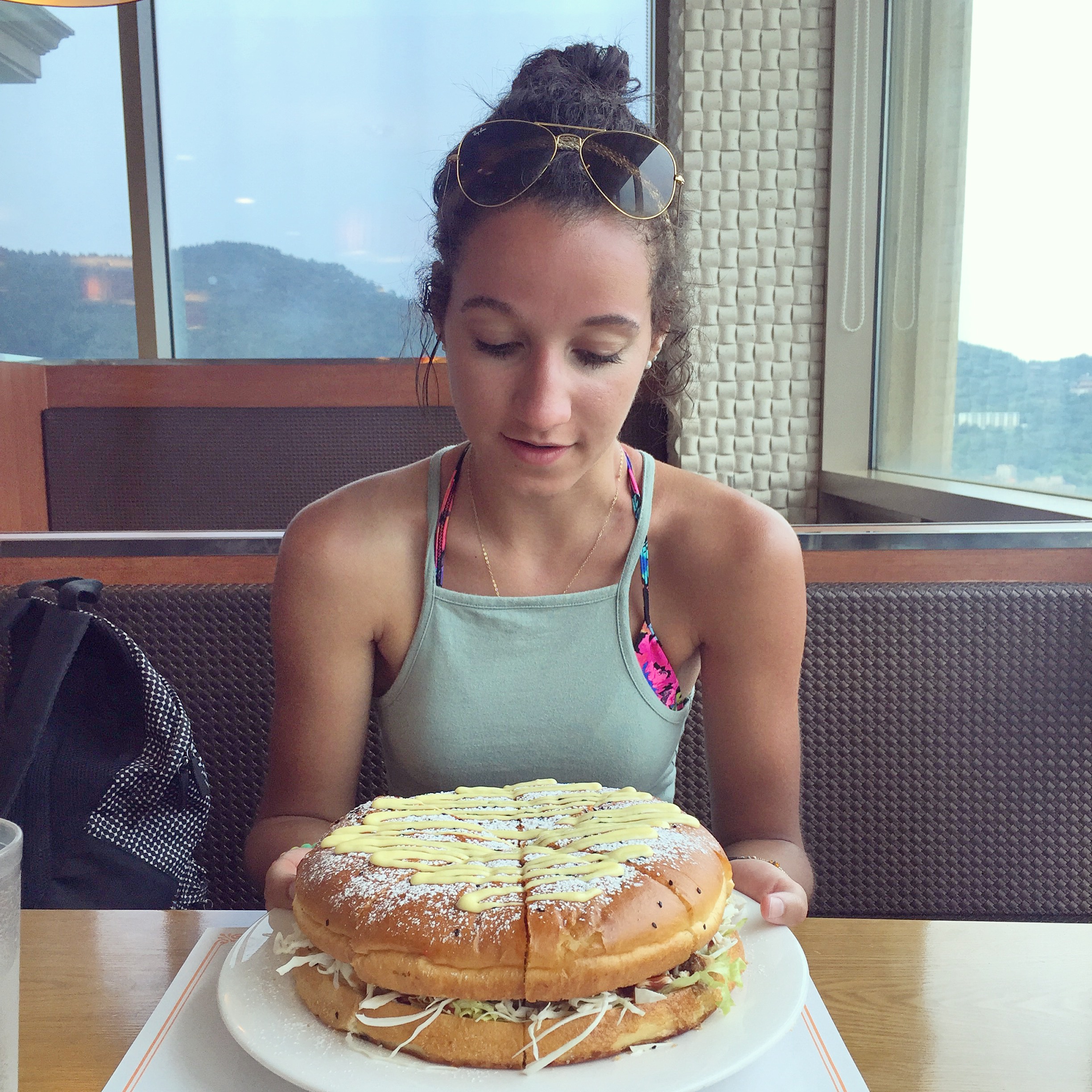 Despite the name of the restaurant and the name of the meal we ordered, this is me... still somehow surprised by the size of the "Big Burger" (23 cm). No, it was not all for me, and no, we did not finish it.