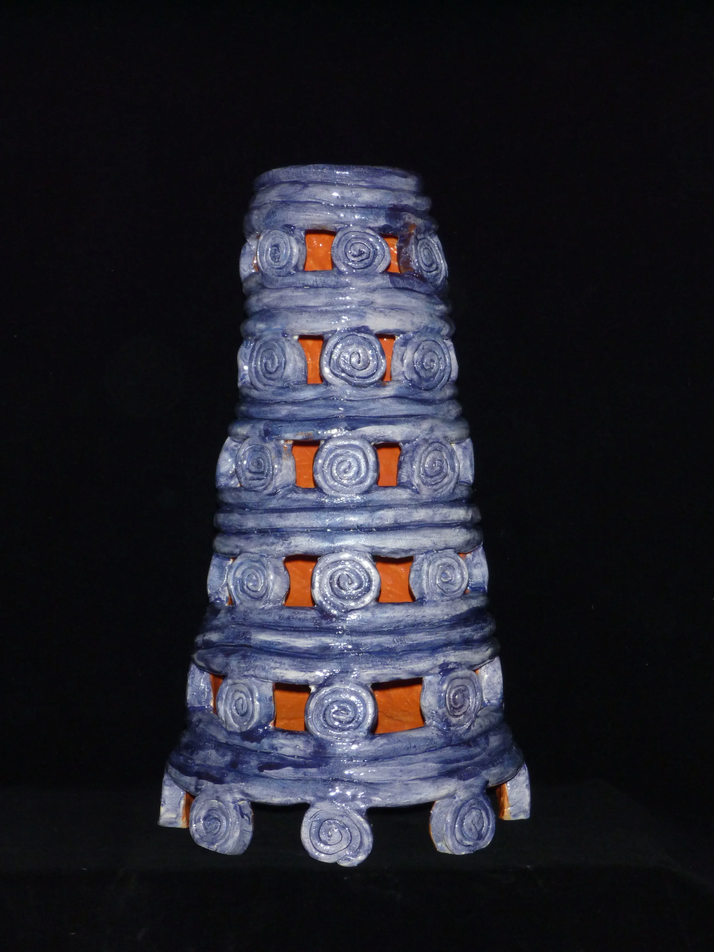  Blue tower with orange  