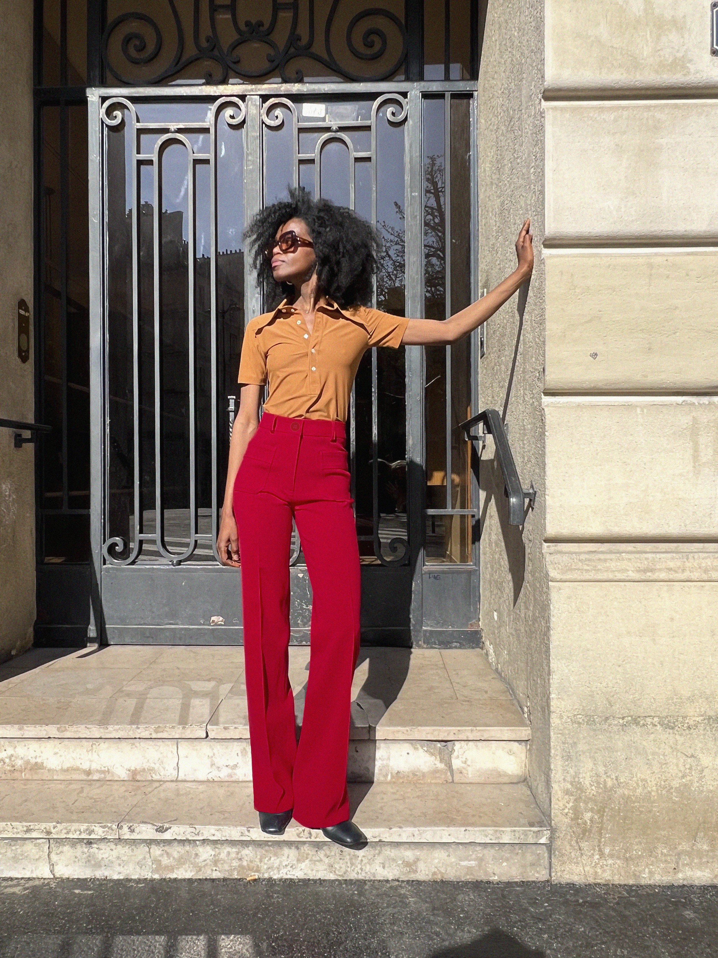 Pantalon JEANNE en rouge hermès ( PRE-ORDER )