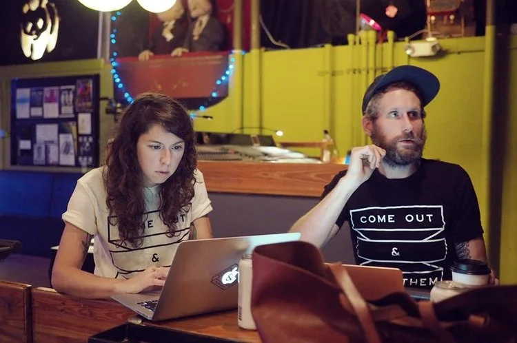 Final touches before Sylvan Esso's sold-out show at Kings. 