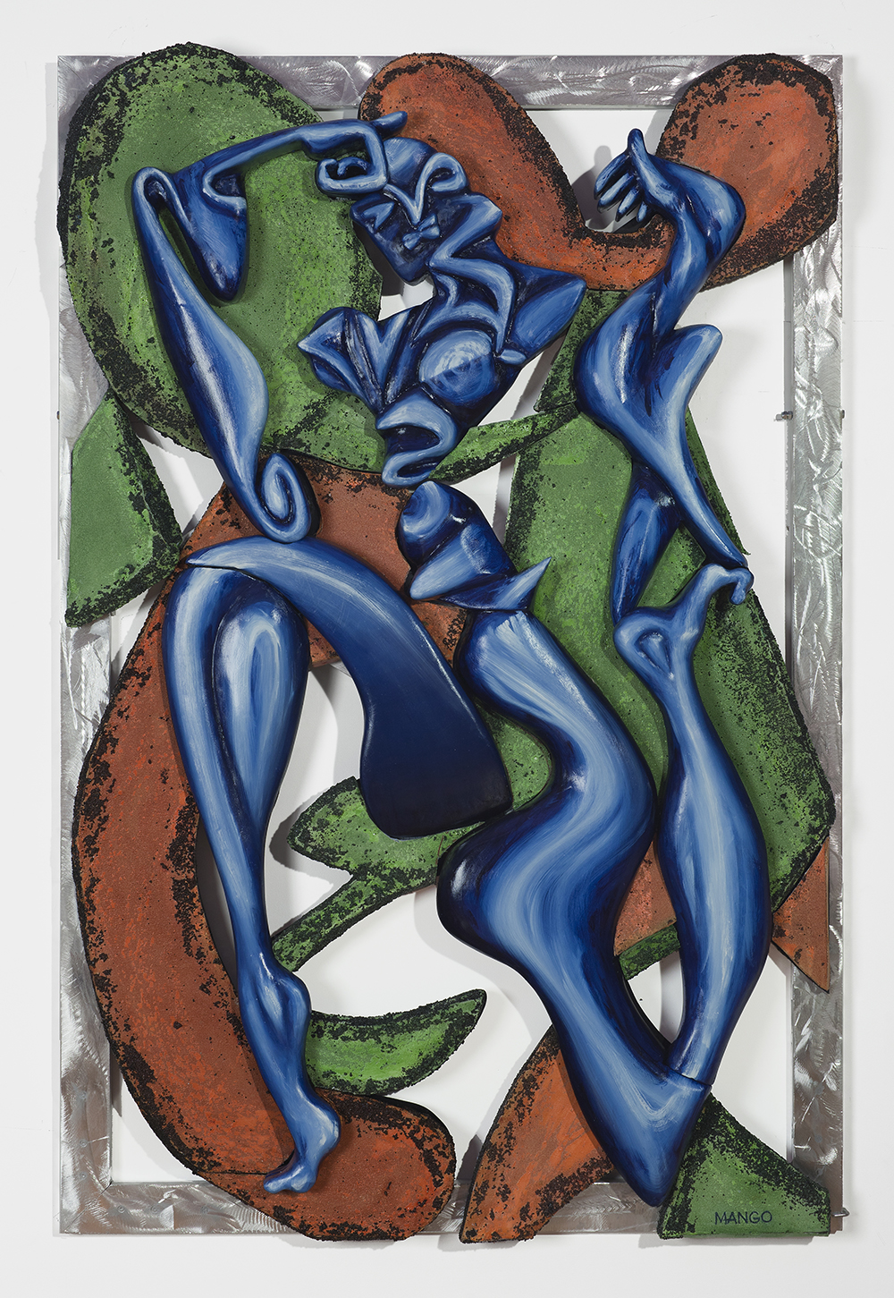 2012 72 X 48 X 4 Inches Background: Oil on canvas over sculpted Figure: Oil on sculpted foam Frame: Polished, welded aluminum