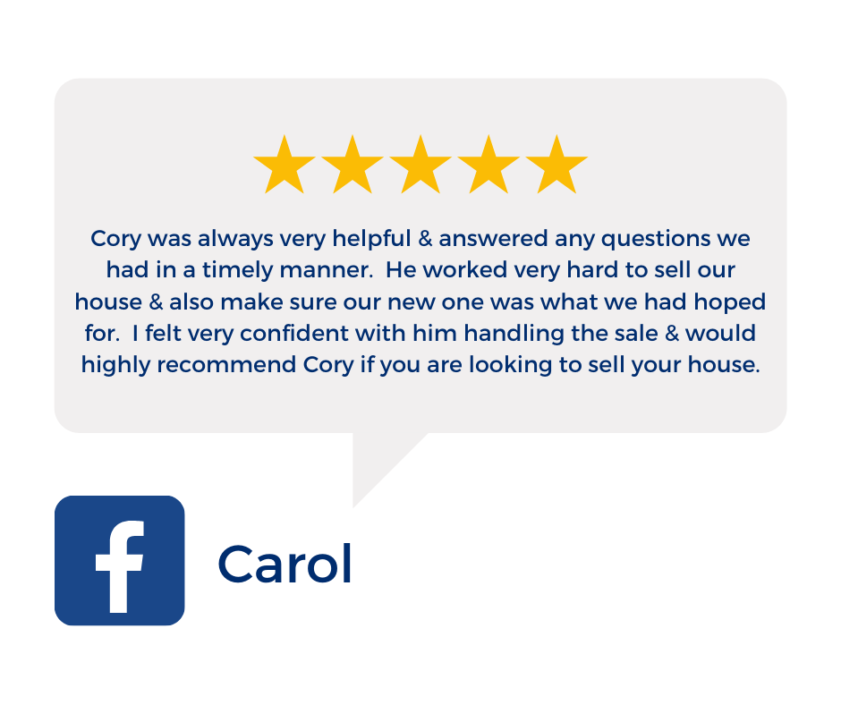  Cory was always very helpful &amp; answered any questions we had in a timely manner. He worked very hard to sell our house &amp; also make sure our new one was what we had hoped for. I felt very confident with him handling the sale &amp; would highl