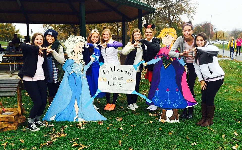 Some of the Chi Omegas who helped run the Halloween Walk for Wishes
