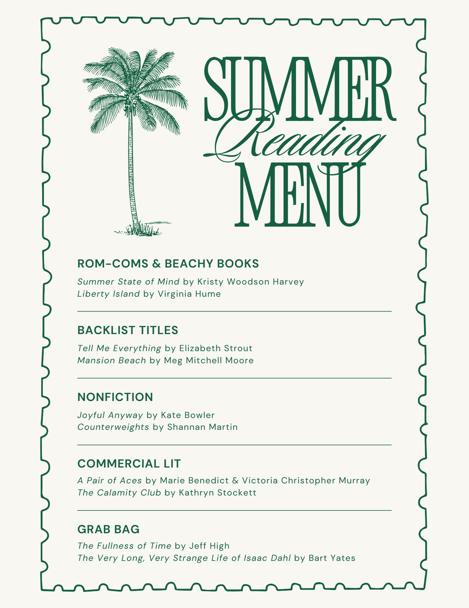 Summer Reading Menu - Shop Mom Susie