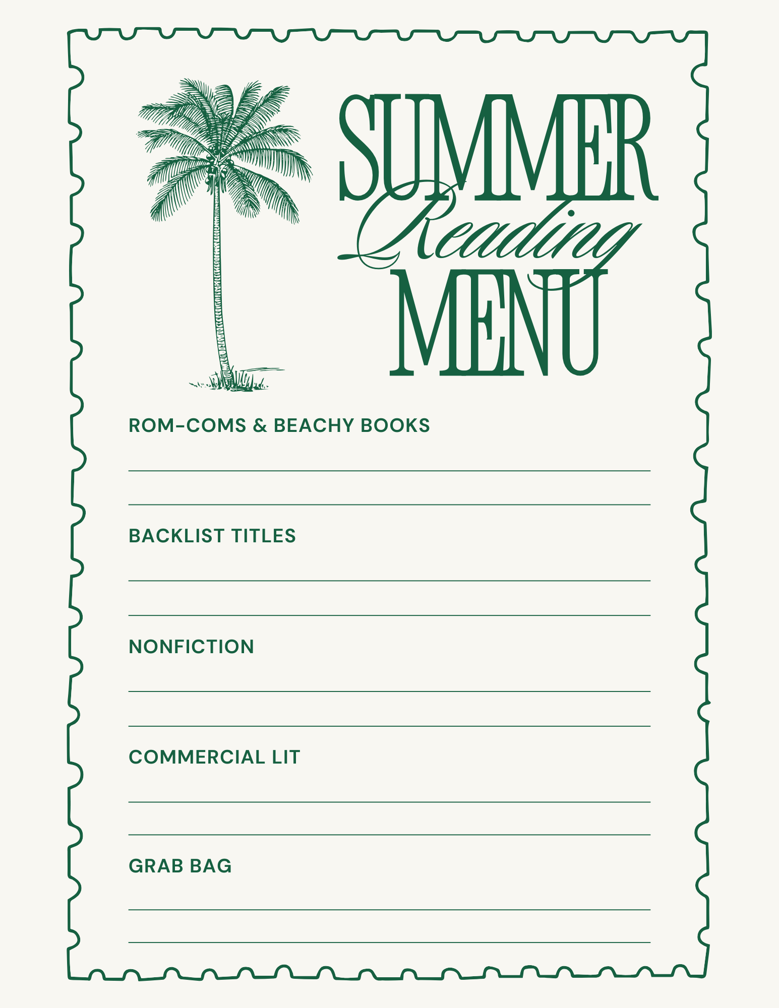 Summer Reading Menu TEMPLATE