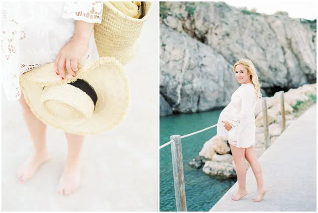 Beach Maternity session Barcelona white Zara dress