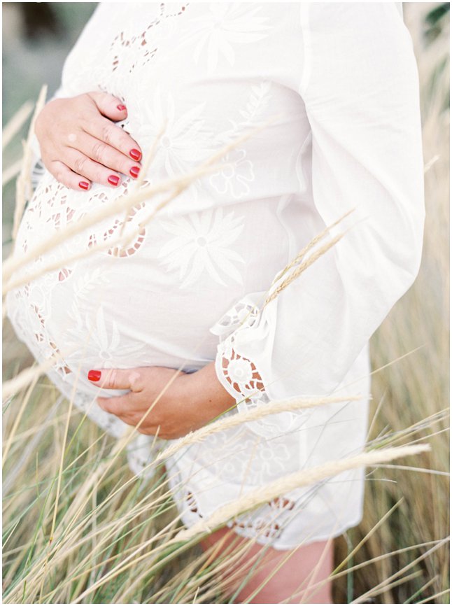 Beach Maternity session Barcelona white dress