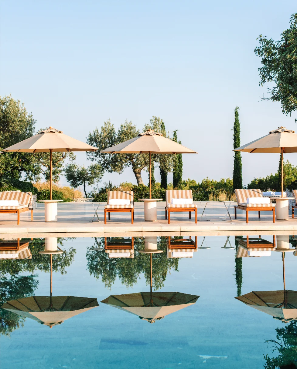 Amanzoe pool side holiday