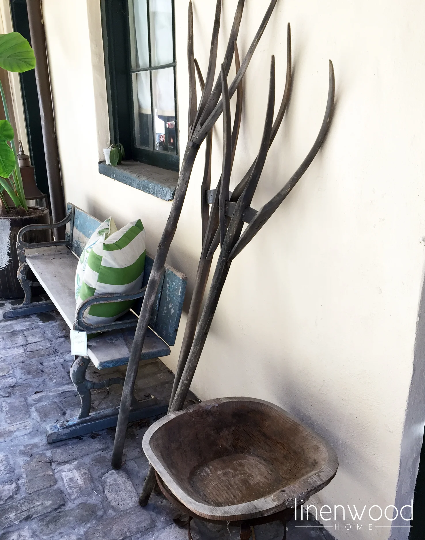 Nothing's better than some vintage pitchforks and a dough bowl.