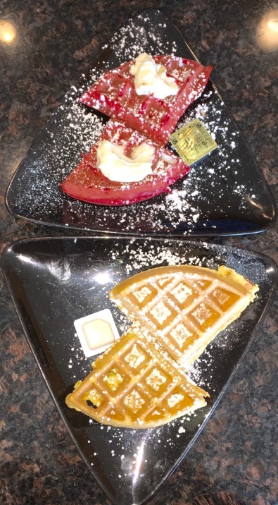  Red Velvet waffles (Top) & sWEET POTATO WAFFLES (BOTTOM)