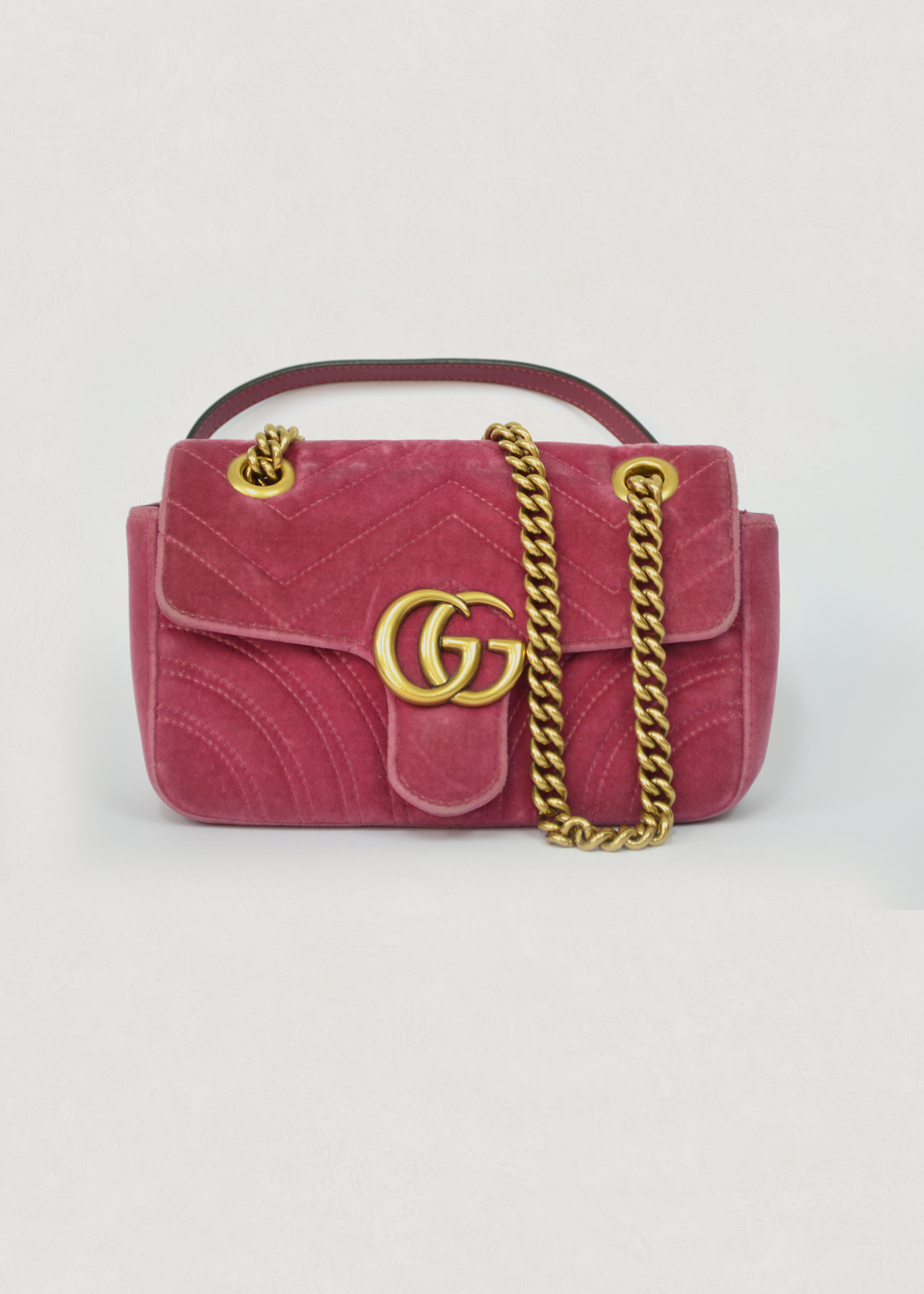 Gucci Quilted Velvet GG Marmont Mini Bag