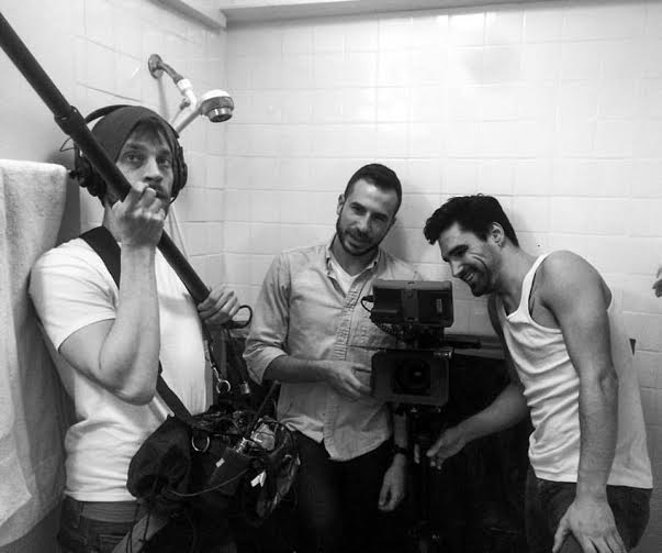 Mike Hurst, Aharon Rothschild, and Aitor Mendilibar crammed into a bathtub for an intimate scene 