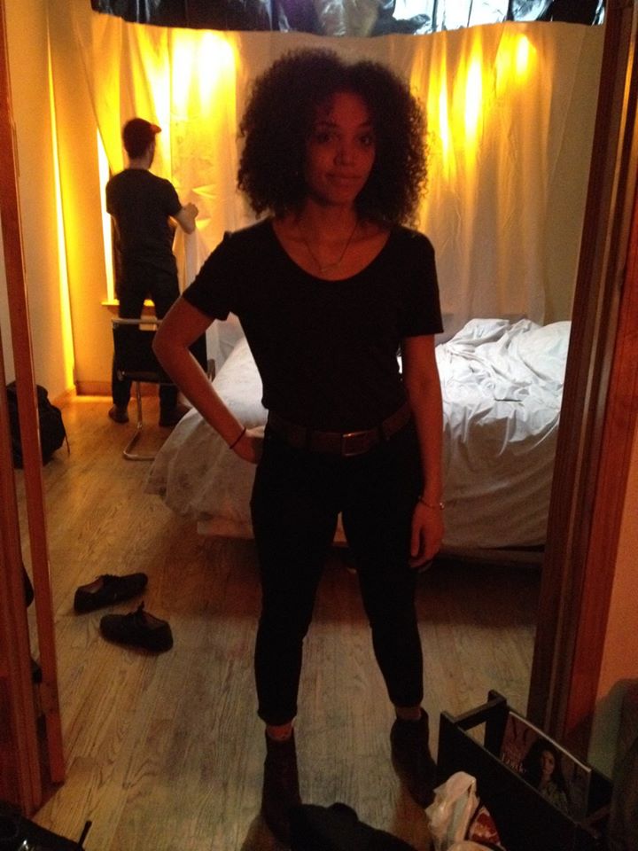 Isabella Jackson amidst a day-for-night lighting set-up