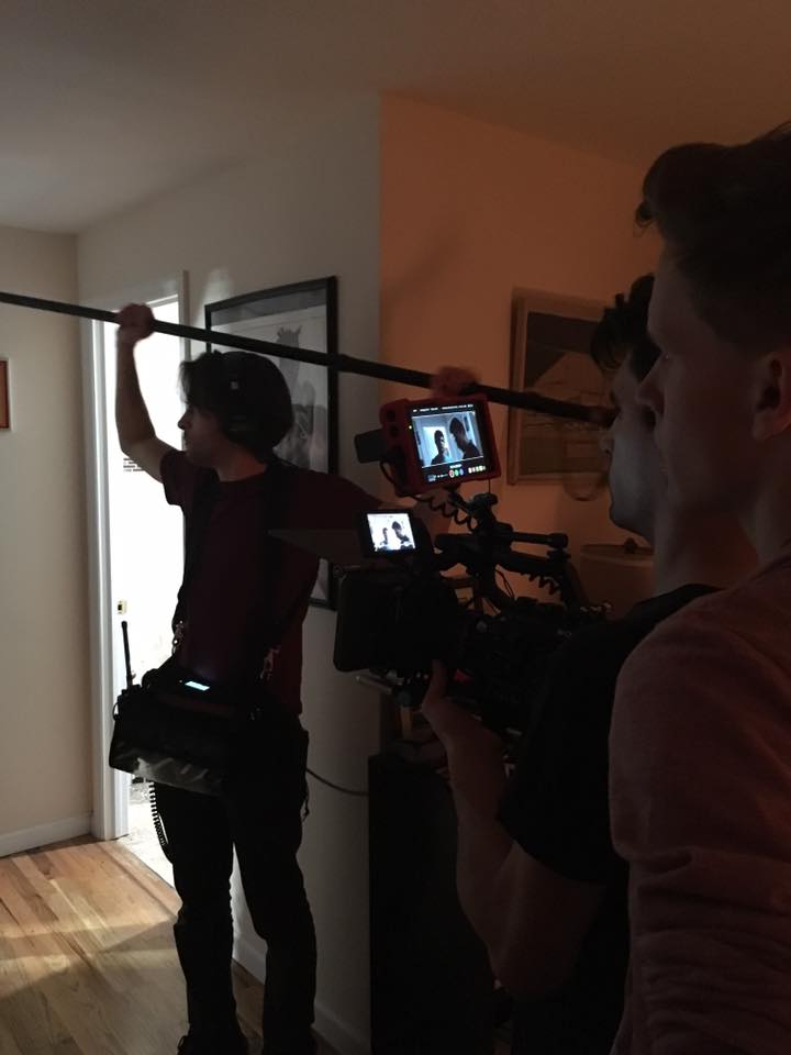 Blocking a scene with Tyler Austin and Aharon Rothschild standing-in. 