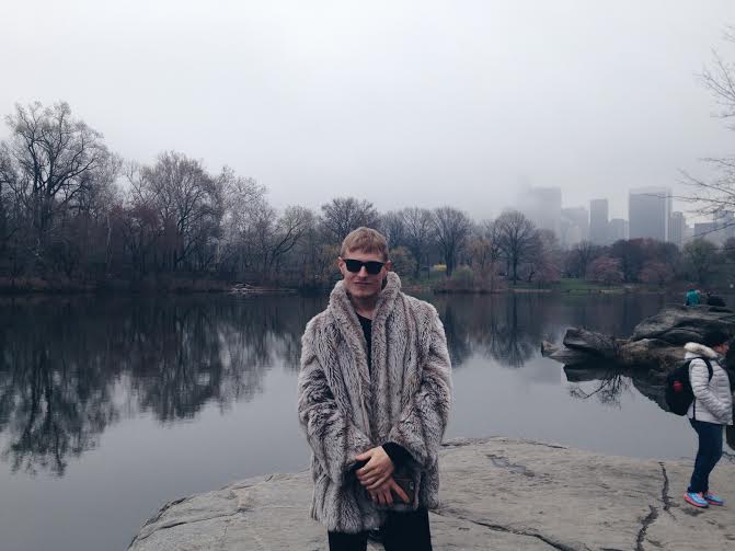 Adam Lee Brown on location in Central Park 