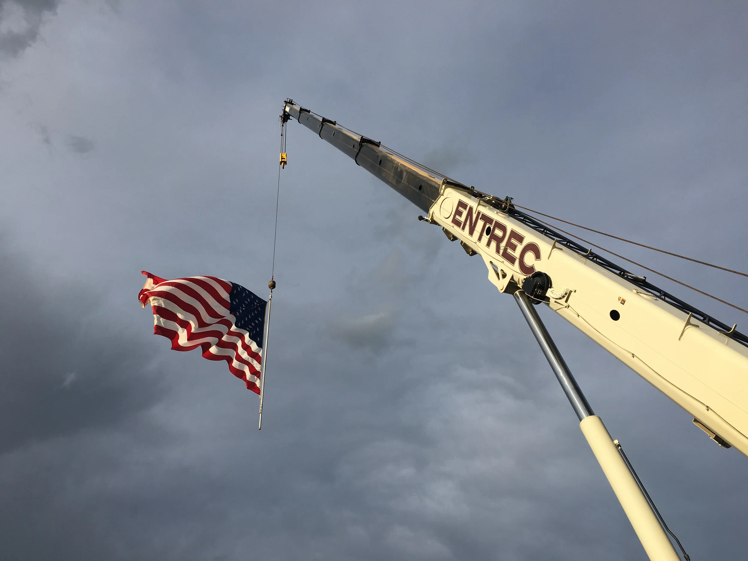 I love the flag flying from a crane