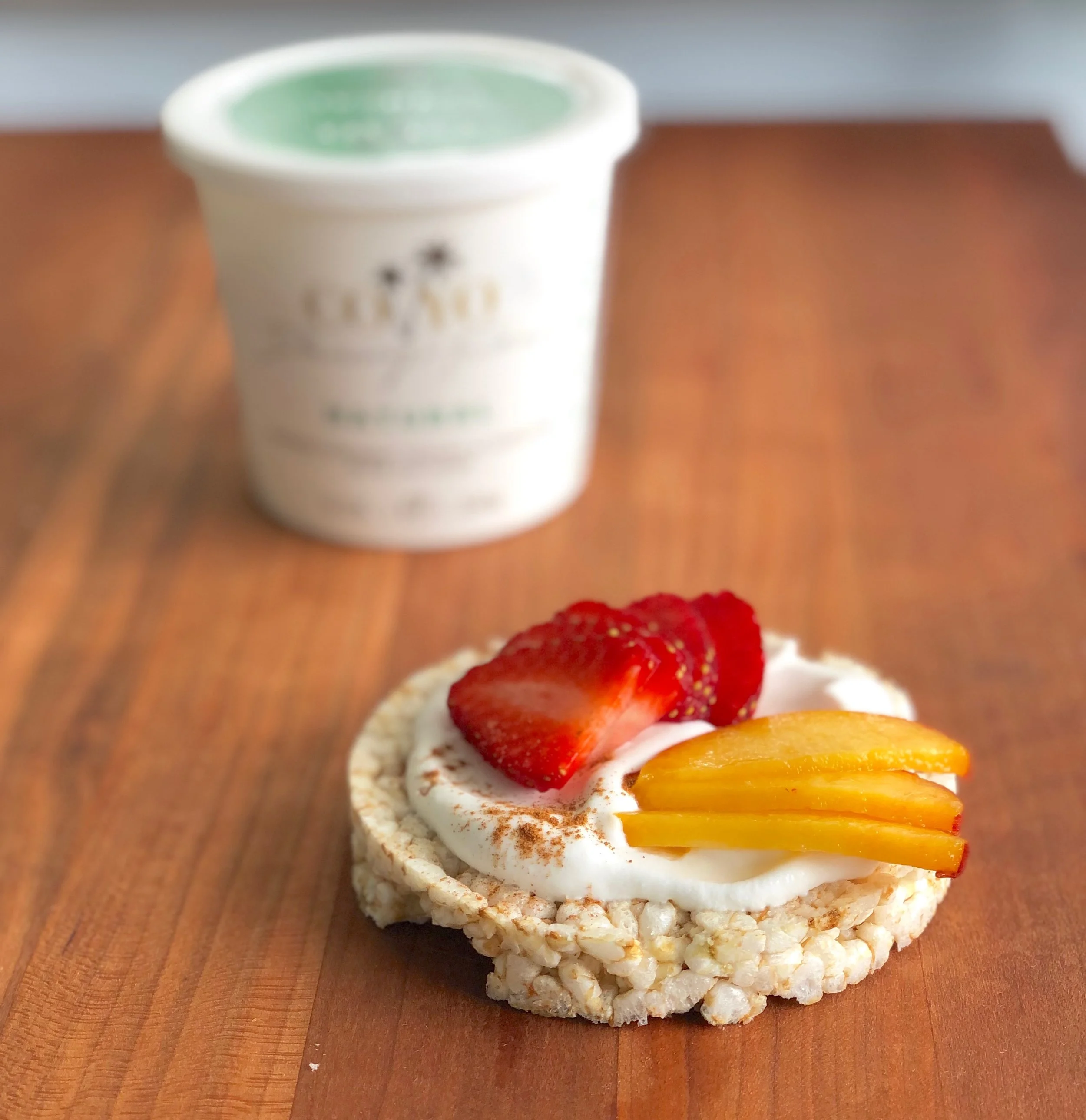 Last, but not least we have the Coyo Dairy Free Yogurt with local stone fruit, strawberries and a dash of cinnamon. Simple but so light and refreshing and can be used for a breakfast treat! The Coyo Coconut yogurt is probably my favorite dairy free yogurt. It’s dairy free, gluten free, paleo, vegan and there’s no sugar added! It has that tart taste like yogurt but it’s light and airy and coconut-y and delicious.