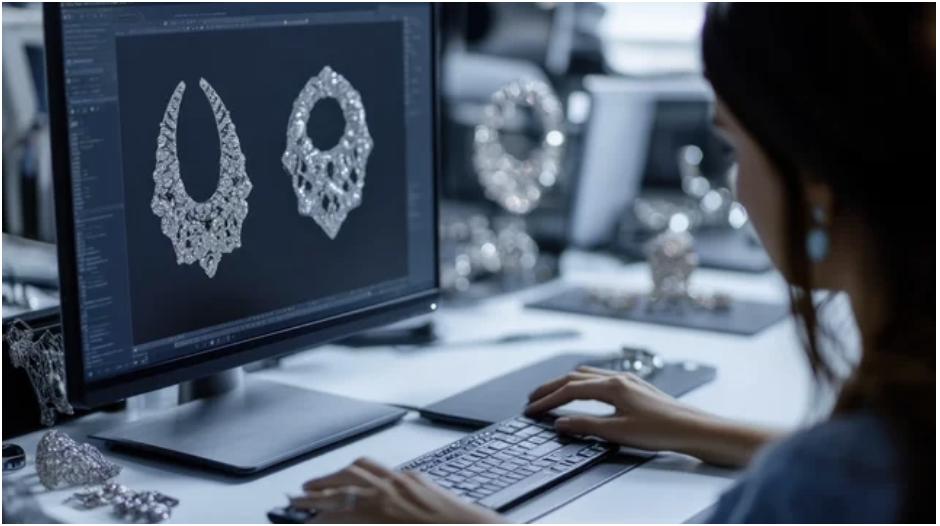 Custom earring designs modelled in 3D CAD at our London, Ontario bench