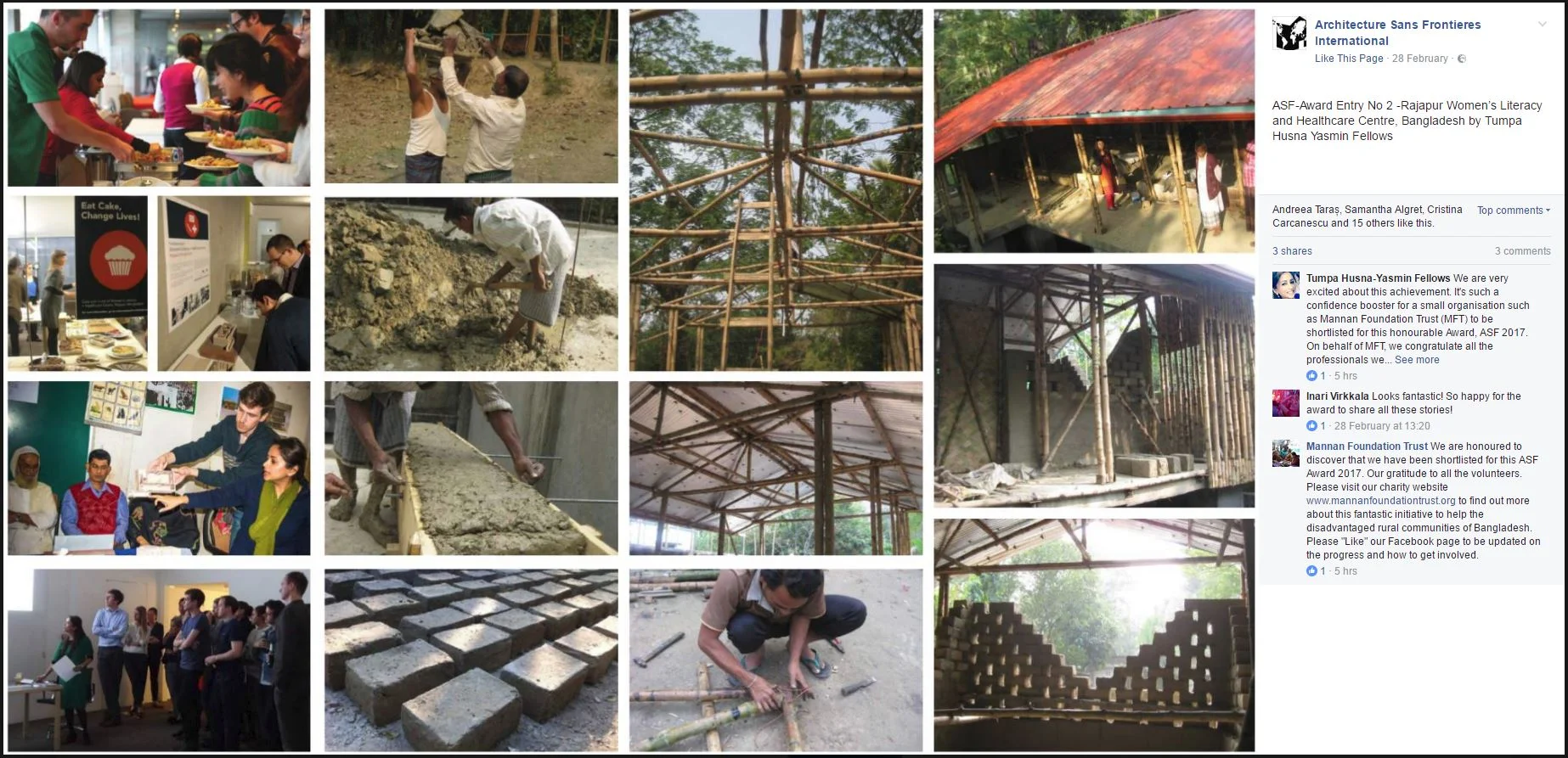   Architecture Sans Frontieres Award 2017   We are honoured to discover that we have been shortlisted for the ASF Award 2017.  Our Trustee's comments:&nbsp;&nbsp;"It's such a confidence booster for a small organisation such as Mannan Foundation Trust