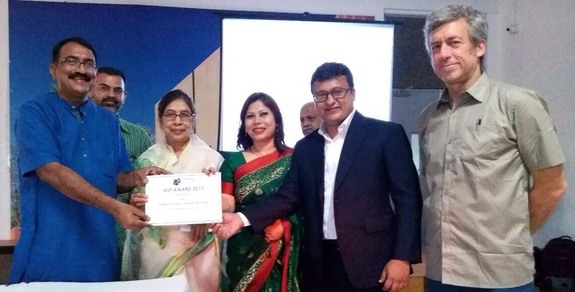 MFT Awarded Architecture Sans Frontieres International Award 2017 MFT Trustees attend this year's ASF Award ceremony to receive the prestigious International Architectural Award. MFT shared the initiative project "Rajapur Community Building" which has been awarded for it's unique design solution to improve the built environment, in areas of limited resources. " Architecture Sans Frontières International (ASF Int) Award was founded in the purpose of sharing the most efficient solutions developed by architects globally to the many social, environmental and economic challenges facing the built environment. The goal of the award is to promote those solutions among the design profession and the general public, which will encourage an exchange of ideas and challenge the profession to develop the construction of social facilities and infrastructure." On behalf of Mannan Foundation Trust we thank you for your support.